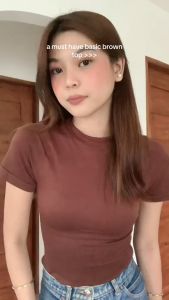 [Hottie Diary] Womens Tops Trendy Basic Crew Neck Short Sleeve T Shirt Fit Crop Top Shirts Casual Women Summer Clothes