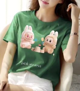 KAOS ATASAN MOTIF TRENDYLABUBU COTTON COMBED WANITA