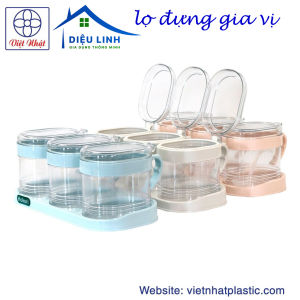 Hủ đựng gia vị HOKORI 2936 Cao Cấp Hủ Đựng Gia Vị Đẹp Có Kèm Thìa Tiện Lợi nhựa Việt Nhật Tramanhshop