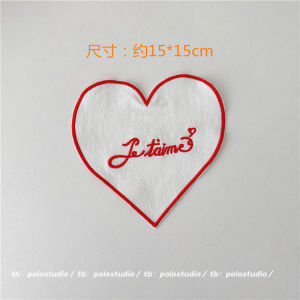 Korean Style Embroidered Cotton Coaster Pure Cotton Decorative Cut Edge French Love You Text Table Mat Dining Room Decor