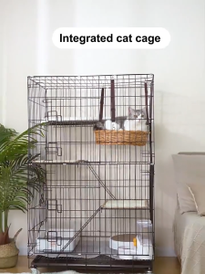 Cat Cage 4 layer Large Platform Cage Foldable for cat dog with Wheels Large Space with cat hammack