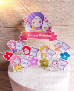Topper / Hiasan Kue Anak Sholehah / Muslimah Bisa Custom / Tambah Nama