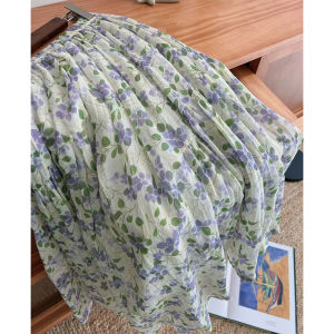 Zimo Qinghe ~ Mori Girl Japanese Style Printing Ramie Skirt Womens French Style Large Swing Fairy Double-Layer Cotton Linen Dress