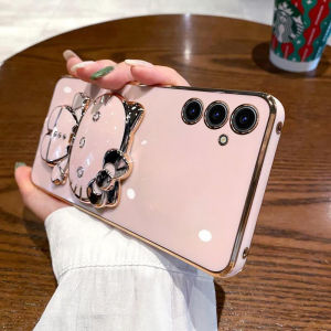 Kitty Cat Style Silicone Phone Case for Samsung A55 Full Cover Protection with Mirror Stand Soft Durable Eco-Friendly Female Cartoon