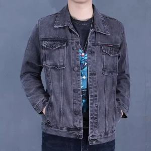 Mens Workwear Denim Jacket Casual Long Sleeve Outerwear Resistant to Wear And Tear Spring Autumn Large Size Youth Fashion