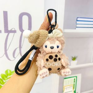 Bay gấu dễ thương Gấu Vải Bông Keychain với cung và trái tim cho người lớn trẻ tuổi