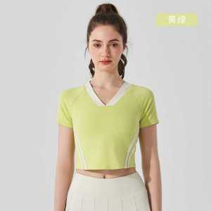 Slim Fit Badminton Uniform Set V-Neck Short Sleeve Quick Dry Tennis Sportswear Womens Running Yoga Dance Fitness Clothing