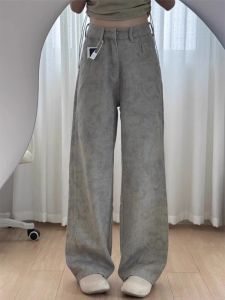 กางเกงยีนส์ทรงหลวมเอวสูงสไตล์ย้อนยุคขนาดใหญ่สำหรับผู้หญิงในช่วงฤดูร้อน กางเกงขายาวทรงตรงทรงหลวม