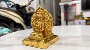 Tượng phật thiên thủ thiên nhãn cao 10cm 2 mặt mạ vàng 24K để xe ôtô cực sang trọng