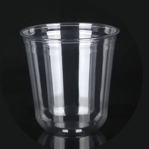 Disposable PET Ice Cream Cup 300ML Tea House Style with Lid Fat U-Shaped Popular Sundae Cup for Fast Food Restaurant