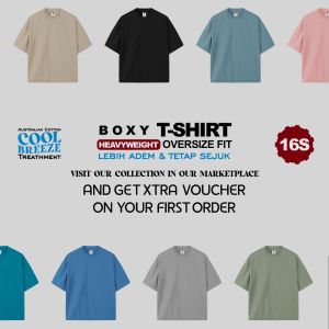 SimplySupply Kaos Polos Oversize Tshirt Boxy Fit Heavyweight 16s - Lilac, Bush Orange, Turquoise