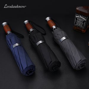 LORDWEY Large Umbrella Mens Commercial 1.2-meter Fully Automatic Windproof 10K Wooden Handle Golf Umbrella