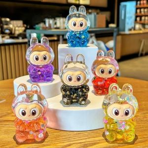 🔥Wholesale Price Cartoon Labubu Acrylic Oiled Quicksand Ornament with Cloth Flashing Quicksand Blind Bag Table Ornament Childrens Birthday Gifts