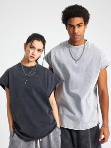 Retro American Street 275G Pure Cotton Natural Cuffed Split Salt-Washed Vintage Loose Vest Shoulder Pad Artiemaster Mens Fashion