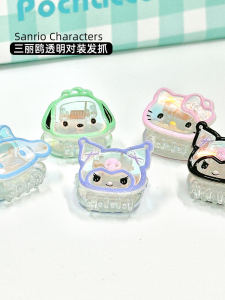 Sanrio Edge Decorated Transparent Hair Clips Childrens Sweet Forehead Bangs Hair Accessories Cute Gel Color Matched Set