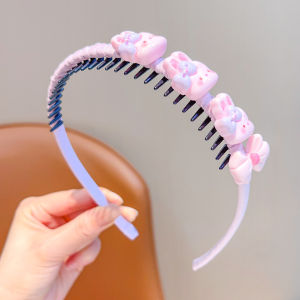 DUBAO | Anti-Slip Rabbit Pattern Pink Checkered Headband