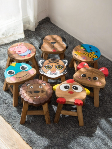 YILI DECO | Creative Cartoon Design Solid Wood Children Stool