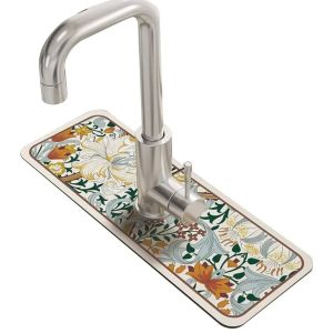 Green Fresh Sink Faucet Mat Kitchen Drain Mat Highly Absorbent Table Mat Diatom Mud Bathroom Non-Slip Mat Waterproof Countertop