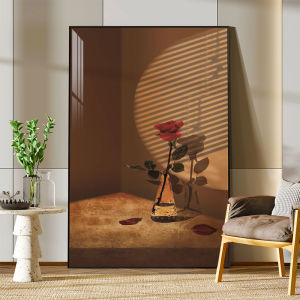 Nordic Entry Lux Style Rose Decorative Painting Abstract Living Room Hallway Background Wall Hanging Painting Dining Room Bedroom Vertical Mural