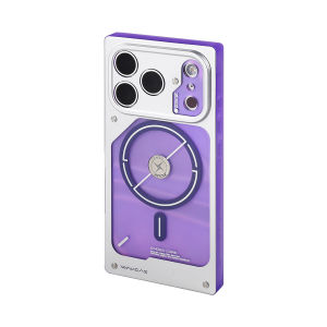 WAKCAS | Electroplated Apple Purple Magnetic Trendy Silver Square Phone Case for iPhone