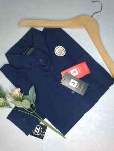 kemeja polos pria warna navi biru dongker lengan panjang dan pendek bisa couple