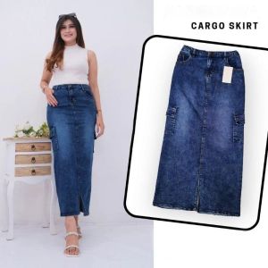 Theana rok jeans skrit/rok jeans cargo wanita  dewasa