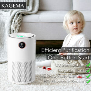 KAGEMA Smart Portable Uv Hepa Air Purifier For Room With Night Light Chargeable Negative Ions Formaldehyde Removal Deodorize Sterilize Automatically Detect Air Quality HD Electronic Screen Air Purifiers