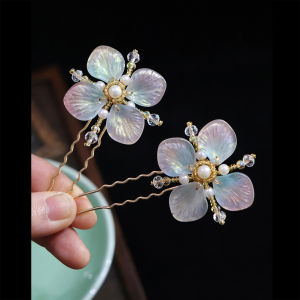 Pearl Decorated Mini U-Chi Pin Traditional Chinese Hanfu Tang Style Hairpin Floral Hair Accessory Basic Headwear