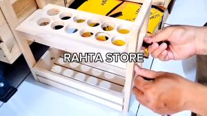 KT102 - Rak Telor 2 Susun Rak Telor dan Kotak Bawang bahan kayu/Rak dapur