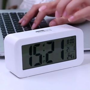 Đồng hồ led để bàn báo thức màn hình LCD cao cấp đo nhiệt độ và độ ẩm-HAUSE