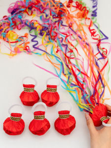 Wedding Atmosphere Props Hand Thrown Colorful Ribbon Long Strip Celebration Gifts Simple Style Tossing Hand Grenade Streamers