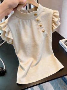 KUNAILIN | Ruffled Sleeves Office Style Womens Blouse Slim Fit Match All
