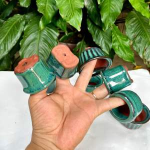 Thanh lý 5 chậu siêu mini xanh ngọc men hoả biến