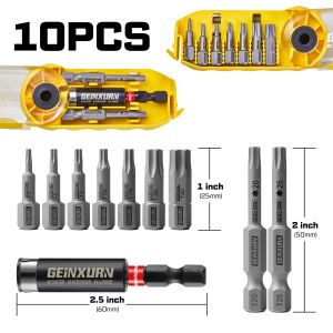 Geinxurn 10PCS FIXEDGE Impact Driver Bit Set with Rainbow Box 1/2 Magnetic Durable S2 Steel Bits for DIY & Professional Use