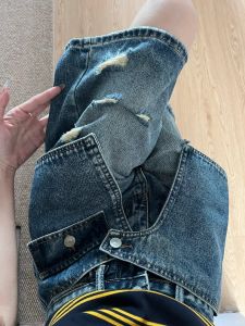 กางเกงยีนส์ทรงหลวมขาบานสำหรับผู้หญิงไซส์ใหญ่ ทรงลำลอง ทรงสตรีท เอฟเฟกต์ซักผ้า ทรงห้าส่วน กางเกงขายาวทรงขากว้าง