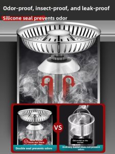 MONLEYTA | Vintage Kitchen Sink Filter Drain Cover Bouncing Core Vegetable Basin Odor Stopper Universal Drain Plug Stainless Steel 304