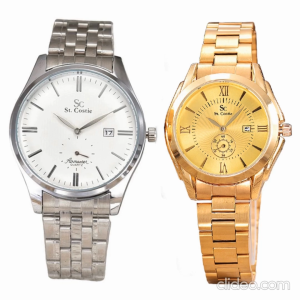 Jam Tangan Pria Keren Saint Costie Original Murah Rantai Tanggal Detik SC 8002 Kombinasi white (Free box) - Produk Asli dengan Kualitas Terbaik