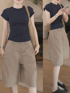 Shalldoer | Bộ đồ hai mảnh mùa hè giản dị tay ngắn màu trơn quần short thường ngày cho nữ Bộ đồ hai mảnh thời trang mùa hè 2025
