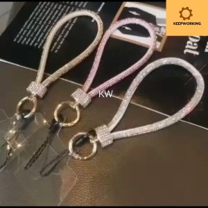 KW 1pcs Mobile Phone Anti-Lost Lanyard Wrist Chain Luxury Rhinestone Lanyard