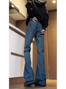 กางเกงยีนส์ทรงตรงสีน้ำเงินเข้ม Cleanfit สำหรับผู้ชาย กางเกงขายาวทรงหลวมสไตล์อเมริกัน ทรงขากระบอกเล็ก ทรงหลวม กางเกงยีนส์ทรงตรง