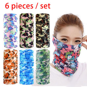 6pcs Multifunctional Face Mask Elastic Magic Tube Scarf Headband Face Mask for Men Women Outdoor Sports