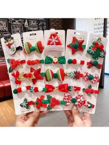 Trendy Christmas Tree Deer Snowflake Hairpin Set Cute Cartoon Fabric Bell Headwear Hair Accessories Hair Clips Fashionable Hairpins