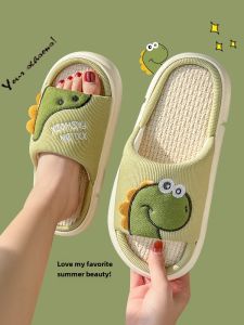 Linen Slippers Indoor Home Use Anti-Slip Soft Thick Bottom Outdoor Wear Men Women Spring Autumn Four Seasons Couple Slippers