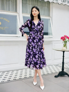 Koradior | French Elegant Rose Long Sleeve Spring Dress