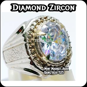 Cincin batu berlian zircon cutting dim 12x10 / zirconia american diamond