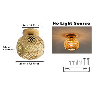 Parkson | Vintage Bamboo Ceiling Lamp Indoor Chandelier Ceiling Light Fixture E27 Home Lighting Living Room Bedroom Wooden Chassis