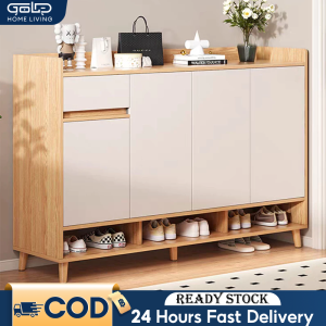 GOLD Wooden Shoe Rack Multilayer Storage Cabinet with Countertop  Dustproof Design Space-Saving Almari Kasut鞋櫃