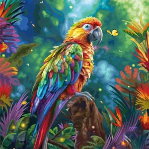 Bộ Tranh Kim Cương 5D HUACAN Tranh Chim Vẹt Tranh Khảm Tự Làm Trang Trí Nhà Cửa Dán Đầy Đủ Kim Cương Hình Vuông & Tròn