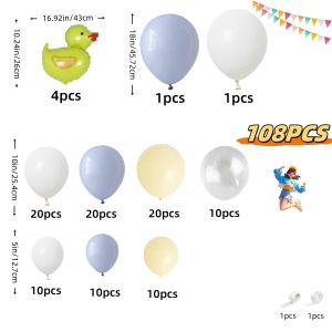 108Pcs Little Yellow Duck Theme Balloon Arch Set 4 Mini Little Yellow Duck Shaped Foil Balloons Maca Yellow Haze Gray Latex Balloons Suitable for Birthday Pool Party Beach Party and Other Scene Decorations