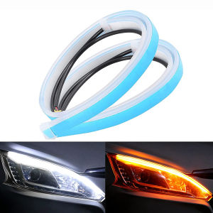 2pcs Car LED DRL Light Waterproof Flexible Universal Car Turn Lamp Daytime Night Running Light Brake Turn Signal LED Headlight